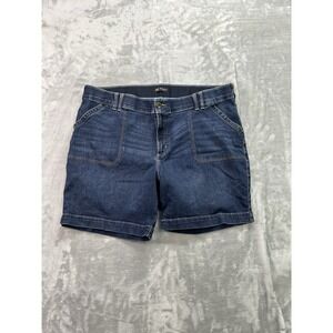Lee Womens Plus Sz 22W Medium Blue Denim Shorts Regular Fit Mid Rise Stretch